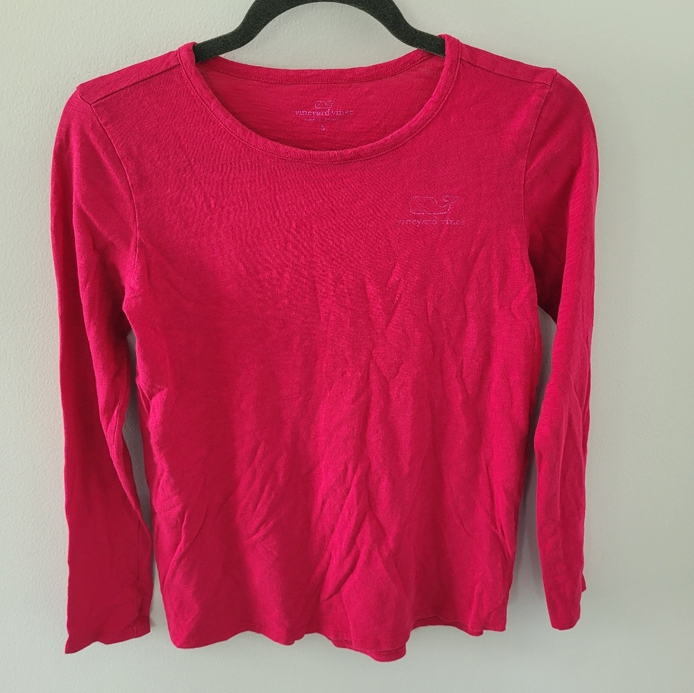 Girls vineyard vines magenta pink long sleeve top size lg